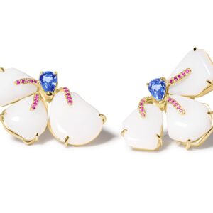 M Flower with White Opal