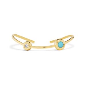 Wave Cuff with Diamond & Turquoise